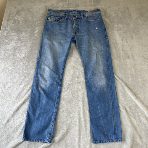 Diesel Herren Safado Regular Slim Straight Distressed Denim Jeans Blau W33 L31