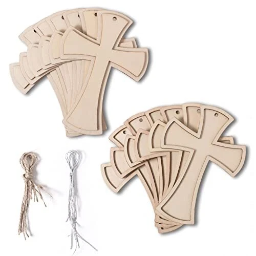 Unfinished Wood Cross 12 Pack Wood Cutouts Shaped Cross for DIY