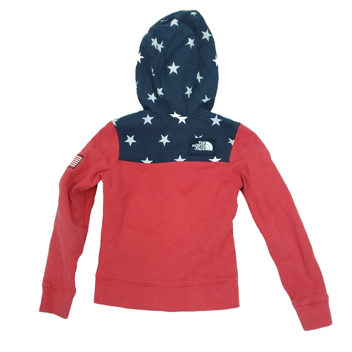 North Face Hooded Jacket Boys 5 / XXS Red Blue White American Flag USA Stars - Picture 7 of 10