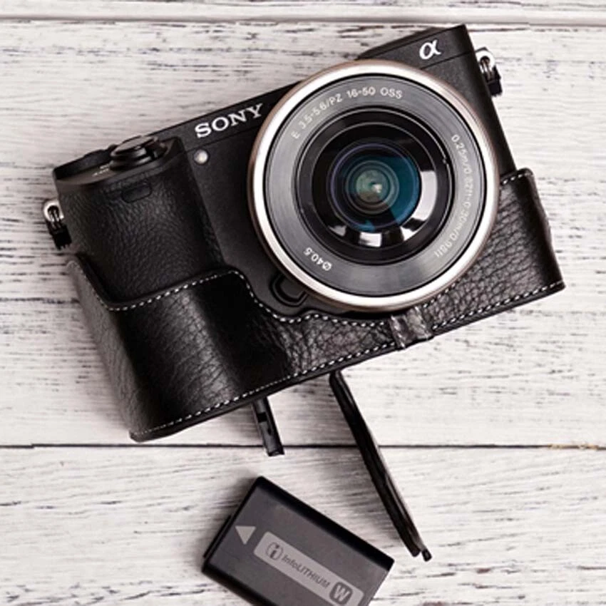2024 手工制作真皮相机半保护套 外壳包 适用于索尼 A6500 — 第 2/4 张图片