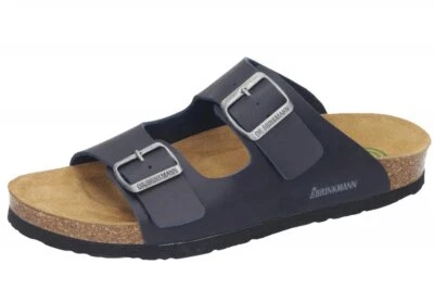 Dr. Brinkmann Herren Pantolette Blau mit Fußbett und Lederdecksohle