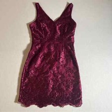 Lulu’s Floral Lace Burgundy Wine Red Sleeveless Cocktail Event Dress Size Medium