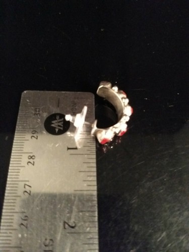 Navajo Signed Red Cluster Half Hoop Sterling Silver Earrings Sally Yazzie - Picture 10 of 12