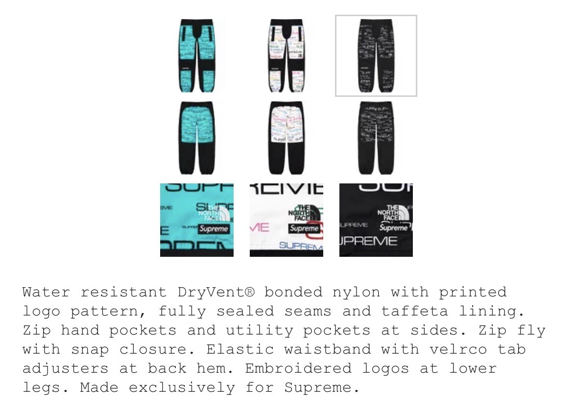 Brand New Supreme x The North Face Steep Tech Pant FW21 - BLACK