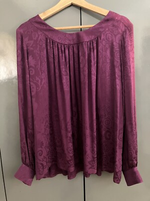 Vintage YSL Rive links lila Bauernbluse Top Gr.46 L (siehe Maße) 80er/90er