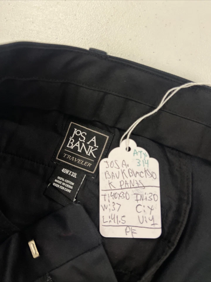 Jos A. Pantalones Bank Hombre Negro Algodón Sólido Caqui 37X30 $128 Foto 3 de 4