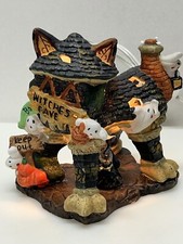 SPOOKY HOLLOW LIGHTED PORCELAIN HALLOWEEN HOUSE  WITCHES CAVE 1998 WITH LIGHT