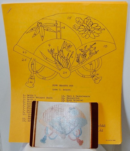 "Kit de aguja ""Four Seasons Fan"" Lora Schott 11"" x 9"" hilos, guía de puntada" - Imagen 2 de 8