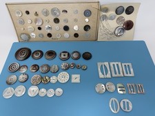 Vintage MOP Mother of Pearl Carved, Shaped Buttons, Slides, 2-piece Buckle
