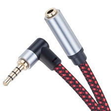 Audio Mic Extension Cable 3Ft,90 Degree TRRS 3.5mm Aux Headphone Extender 4-Pole