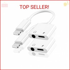  Apple MFi Certified iPhone Headphones Adapter, 2 Pack 2 in 1 Lightning to 3.5