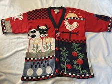 Sweater Loft Vintage 90s Made in USA Farm Short Sleeve Cardigan Sweater Small