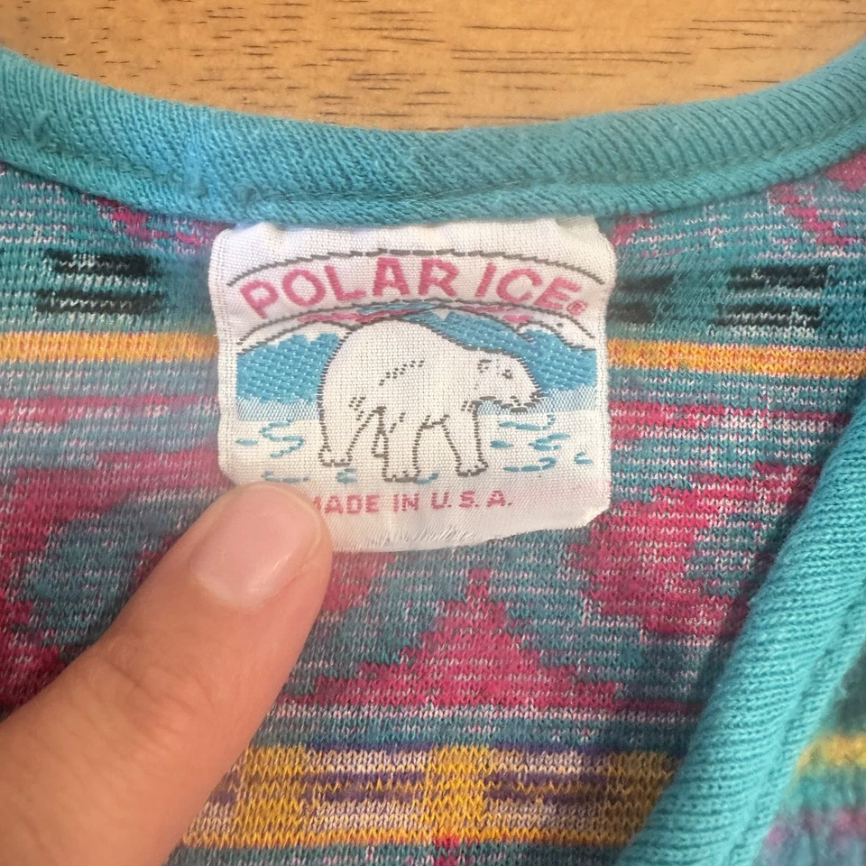 Chaleco Vintage Polar Estampado Hielo Niños 4 Bolsillos Suroeste Azteca Años 90 Gorpcore Foto 4 de 4