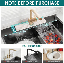 Quick Dry Stone Faucet Mat for Kitchen Sink - 15.8"x3.9" Natural Diatomite St...