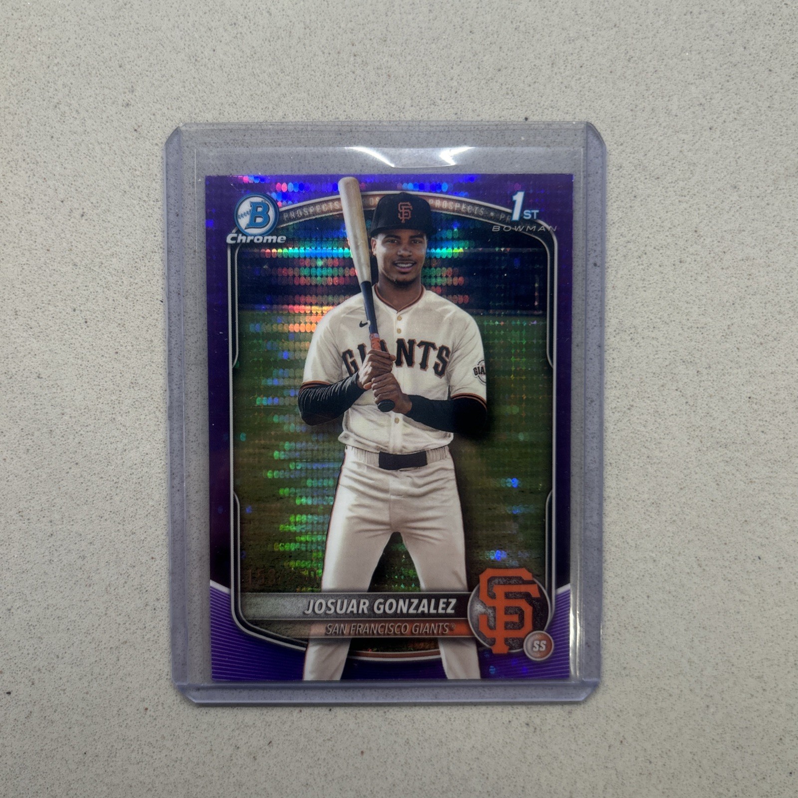 2025 Bowman Chrome Josuar Gonzalez 1st Bowman Purple Pulsar /250 #BCP-153 Giants