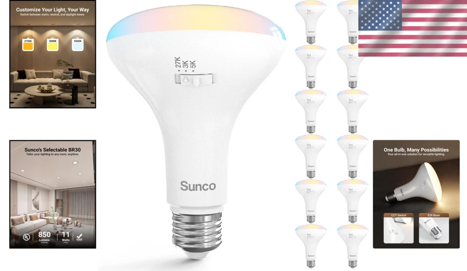 Eco-Friendly Sunco 12 Pack BR30 LED Light Bulbs - Dimmable, UL Certified Quality - Image 2 of 4