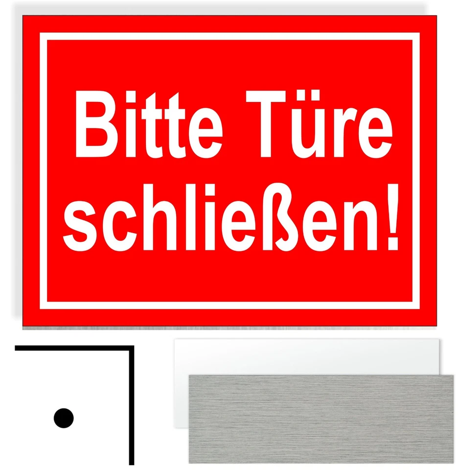 WERBEMITTEL MAHLMEISTER Bitte Türe schließen! Hinweisschild Verbot Aluminium Schild Lochung RW46