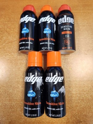 5 Pack: Edge Sensitive Skin Shave Gel w/Aloe, 2.75 oz ea.  E16D
