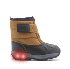 NEW Carter  s Toddler/Little Boy Girl Snow Winter Light Up Boots Brown Black 8T