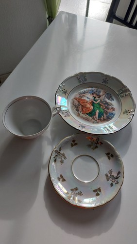 3tgl. Madonna Kahla Perlmutt Schimmer Sammeltasse Nostalgie - Bild 5 von 7