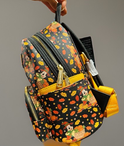 NUEVO CON ETIQUETAS Loungefly Disney Mickey Mouse Otoño Follaje Calabaza Mini Mochila! - Imagen 2 de 11