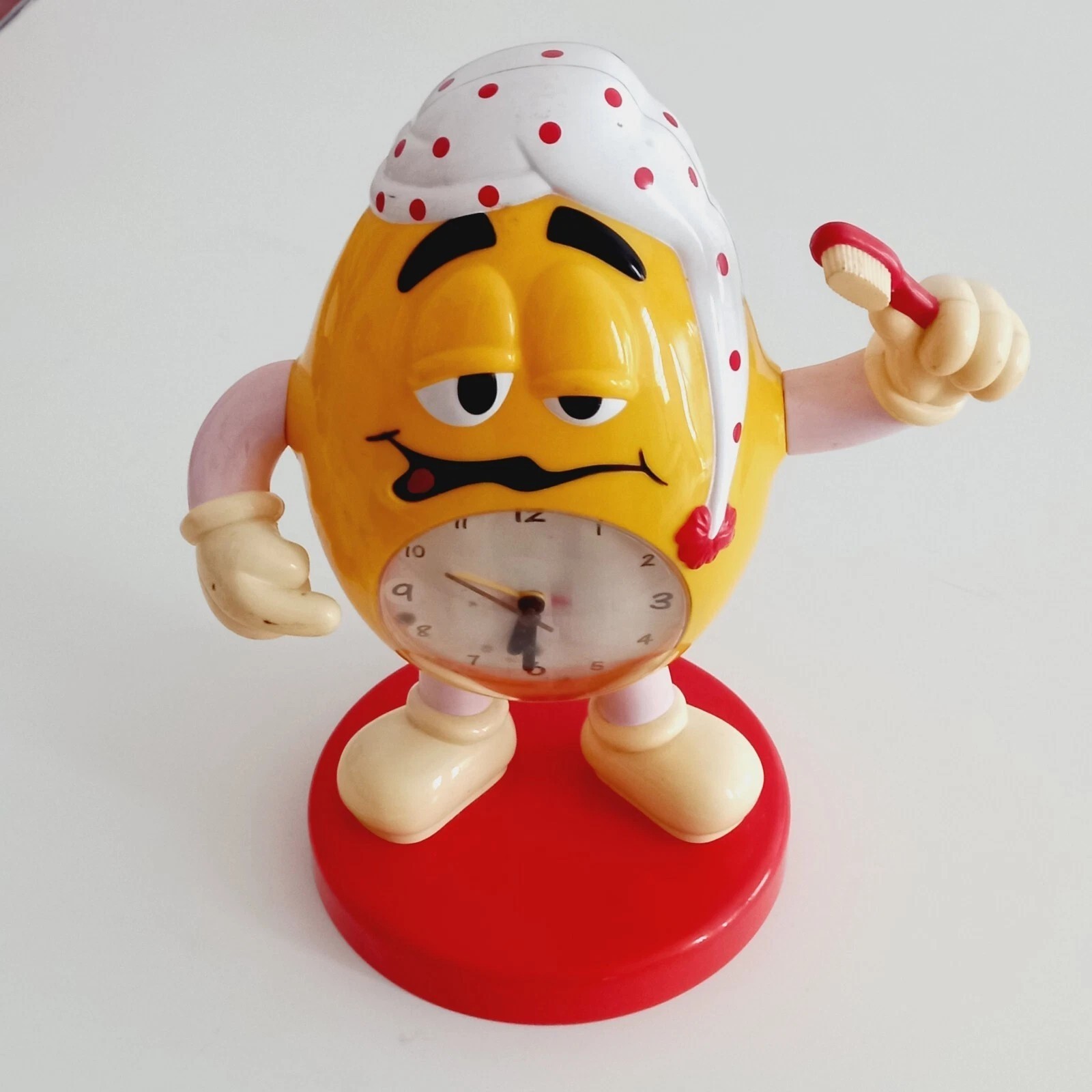Clock m&m's yellow brushing teeth Mars non tested genuine Vintage 25 cm 90s