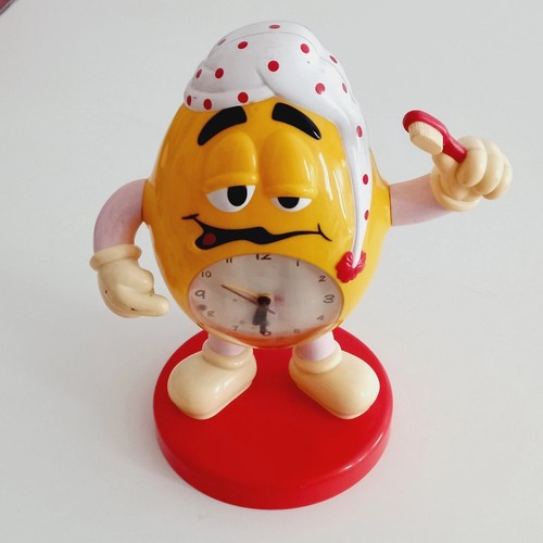Clock m&m's yellow brushing teeth Mars non tested genuine Vintage 25 cm 90s - Imagen 1 de 2