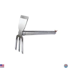 Stainless Steel Garden Hoe & Rake Tool, 15" Dual Headed Weeding & Digging