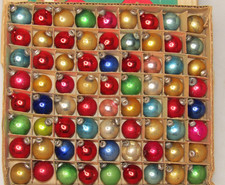 Lot 72 VTG Glass Feather Tree 18mm Multicolor Mini BALL Christmas Ornament Japan
