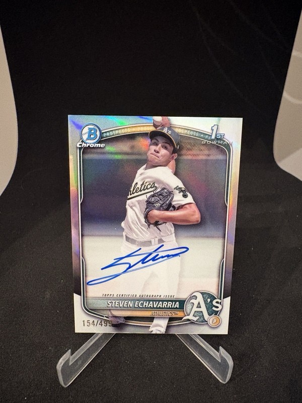 2025 First Bowman Chrome Steven Echavarria Refractor /499 Auto CPA-SE Athletics