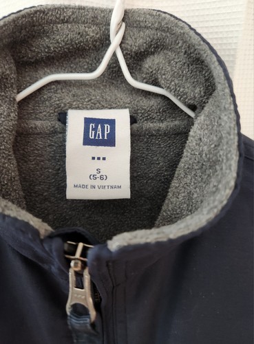 Vintage 90s Gap Navy Blue White Stripe Fleece Lined Zip Jacket Kids Size S/5-6 - Picture 3 of 3