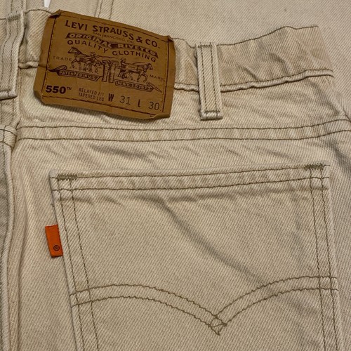 90'S Levi's 550-0232 Orange Tab Tapered Denim Pants, Made in USA, Men's, Size 36, Vintage cotton Khaki type Vintage Second Hand
