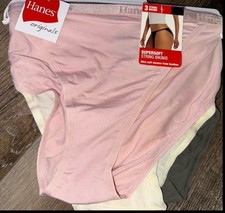 Hanes Originals 3-Pair Womens String Bikinis Underwear Bamboo Viscose A  L