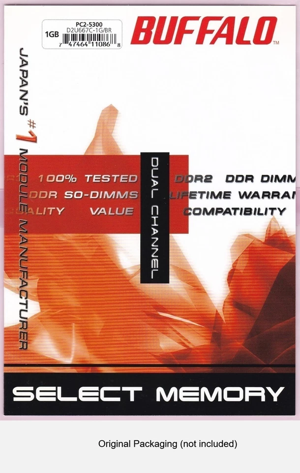 2GB 2x1GB PC2-5300 BUFFALO SELECT D2U667C-1G/BJ DDR2-667 Desktop Ram Memory Kit - Image 4 of 4