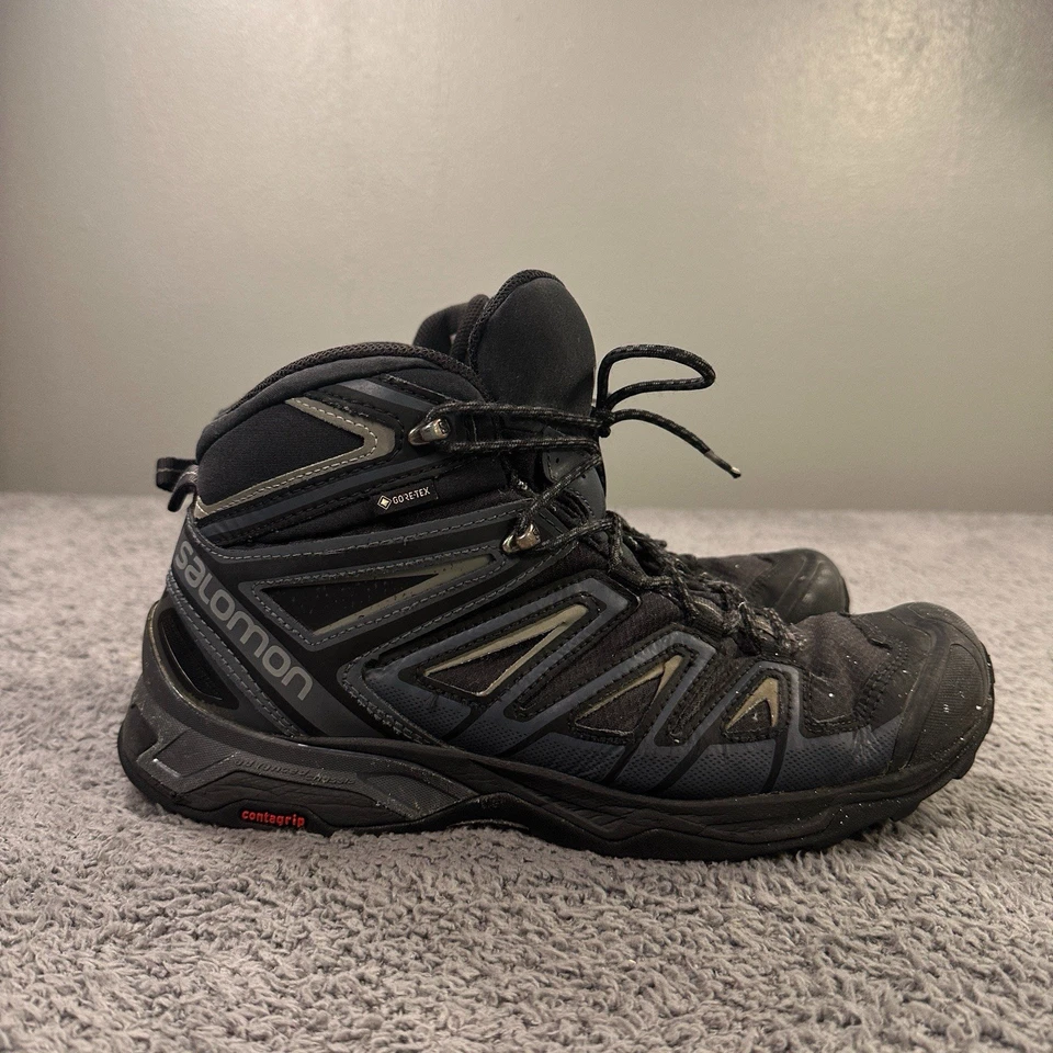 Salomon X Ultra 3 Hiking Shoes Men 10 Black Leather GTX Outdoor Lace Up Mid Top - Image 2 of 4