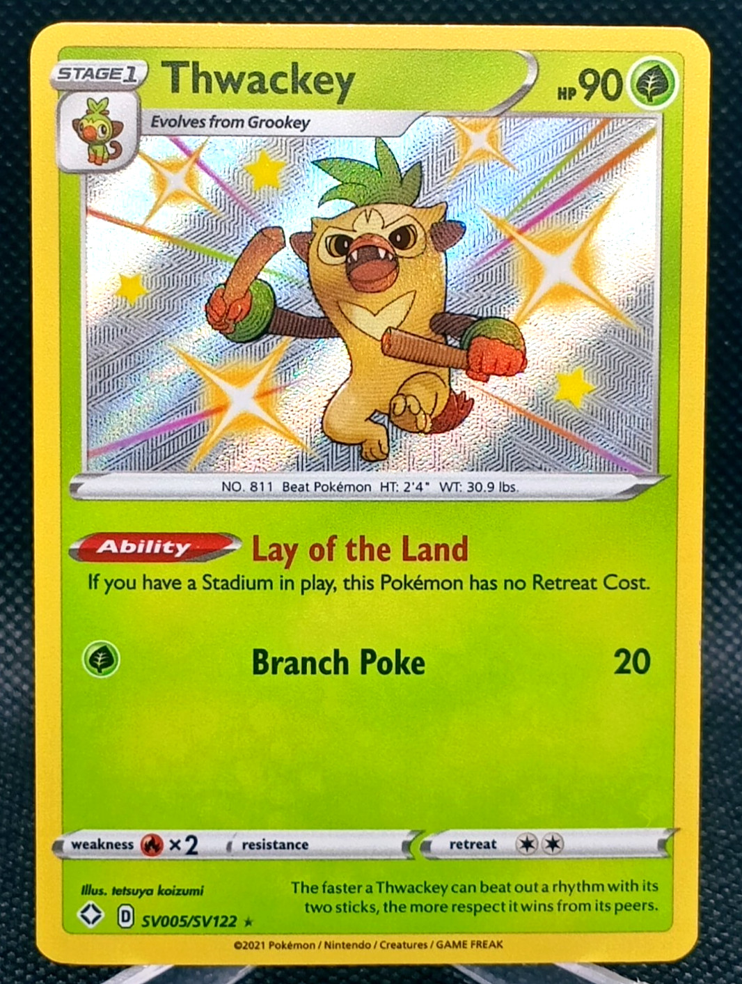 Thwackey SV005/SV122 Shiny Holo Rare Shining Fates: Shiny Vault Pokemon TCG NM