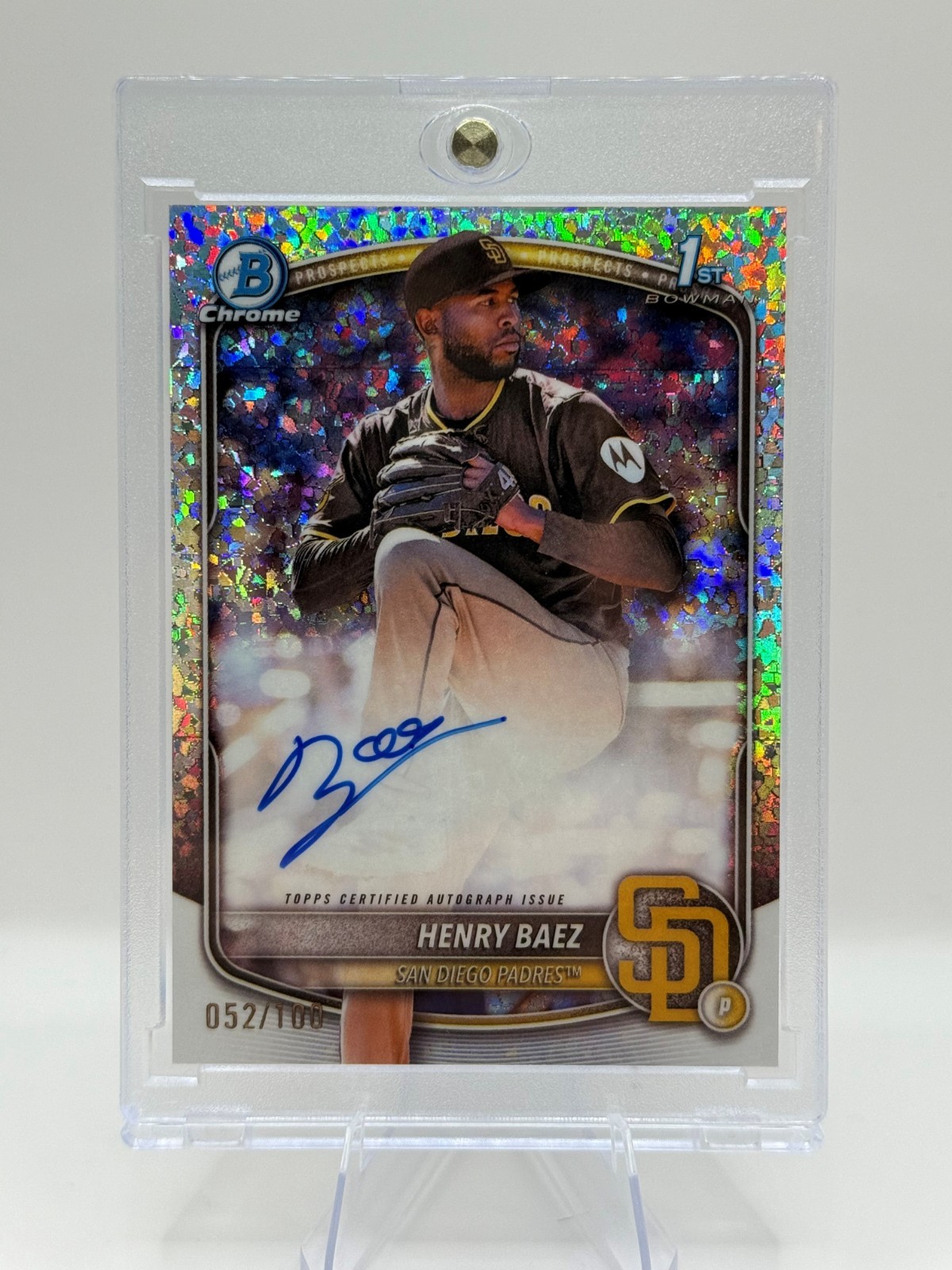 2025 Bowman Chrome 1st Prospect Autograph Mini-Diamond Henry Baez /100 Padres