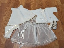 Vintage Baby Christening Gown Dress Set Bonnet Ideal Shoes Lace