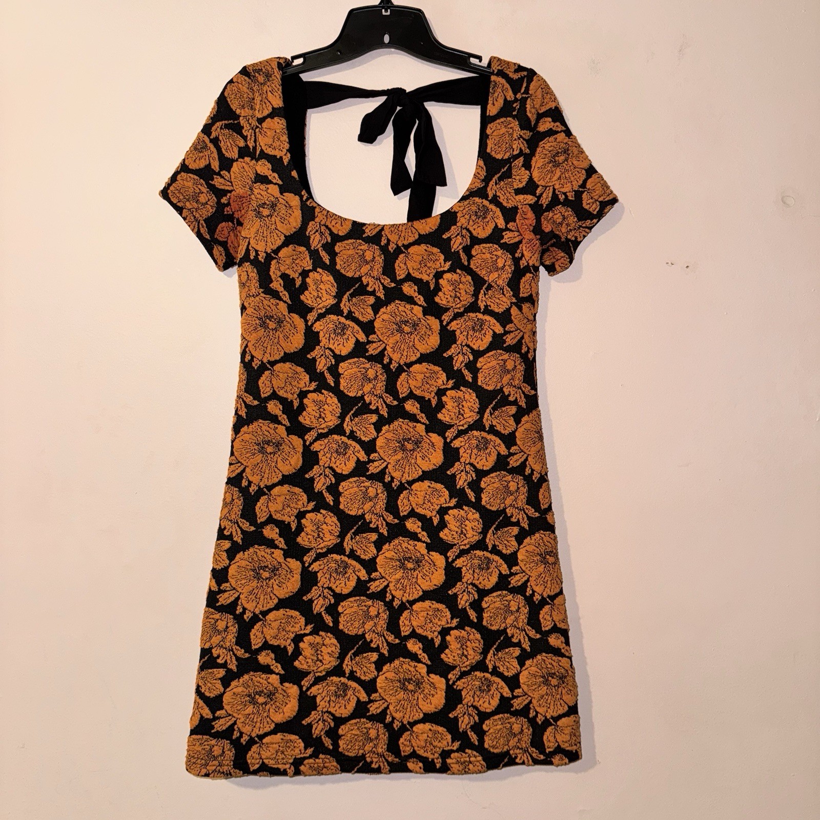Anthropologie Maeve Orange Floral Jacquard Mini Dress Size XS