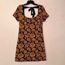 Anthropologie Maeve Orange Floral Jacquard Mini Dress Size XS