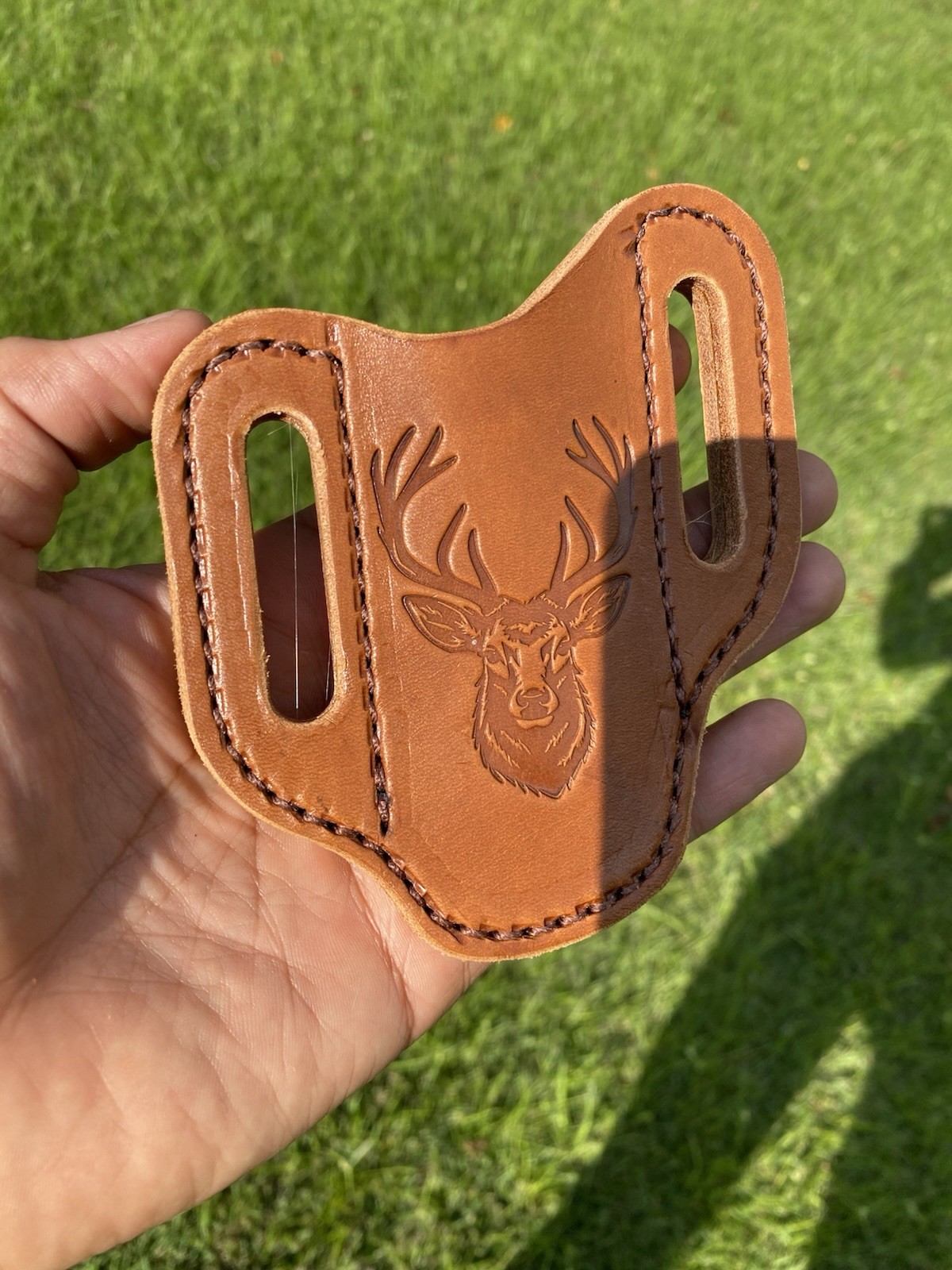 Genuine Leather Folding Knife Sheath Heavy Duty EDC Made In USA Deer Gift Hunt