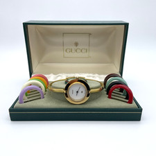 GUCCI Change Bezel 11/12 Watch 12 colors Quartz Gold BOXED Working Authentic
