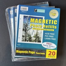 New Thompson Products Magnetic Page Photo Refills with Caption Stickers Set of 3