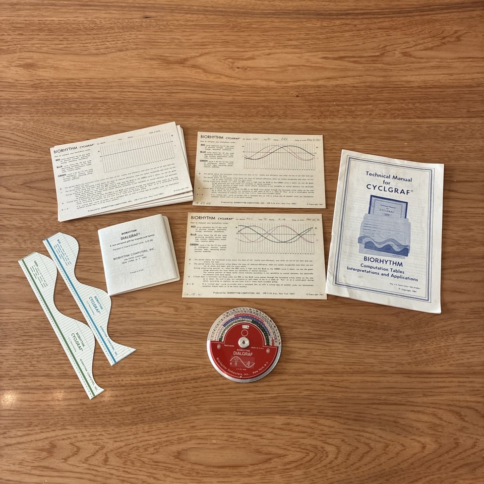 A circular slide rule designed to calculate human biorhythms — it's science, pseudoscience, and gorgeous analog design all in one weird little disc.