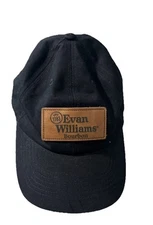 EVAN WILLIAMS Bourbon Whiskey Black Baseball Cap Hat w/ Leather Logo Patch OSFM