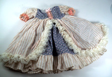 Vintage Floral Dress w/ Stripes Polka Dots and Lace for 12 - 13 Inch baby doll