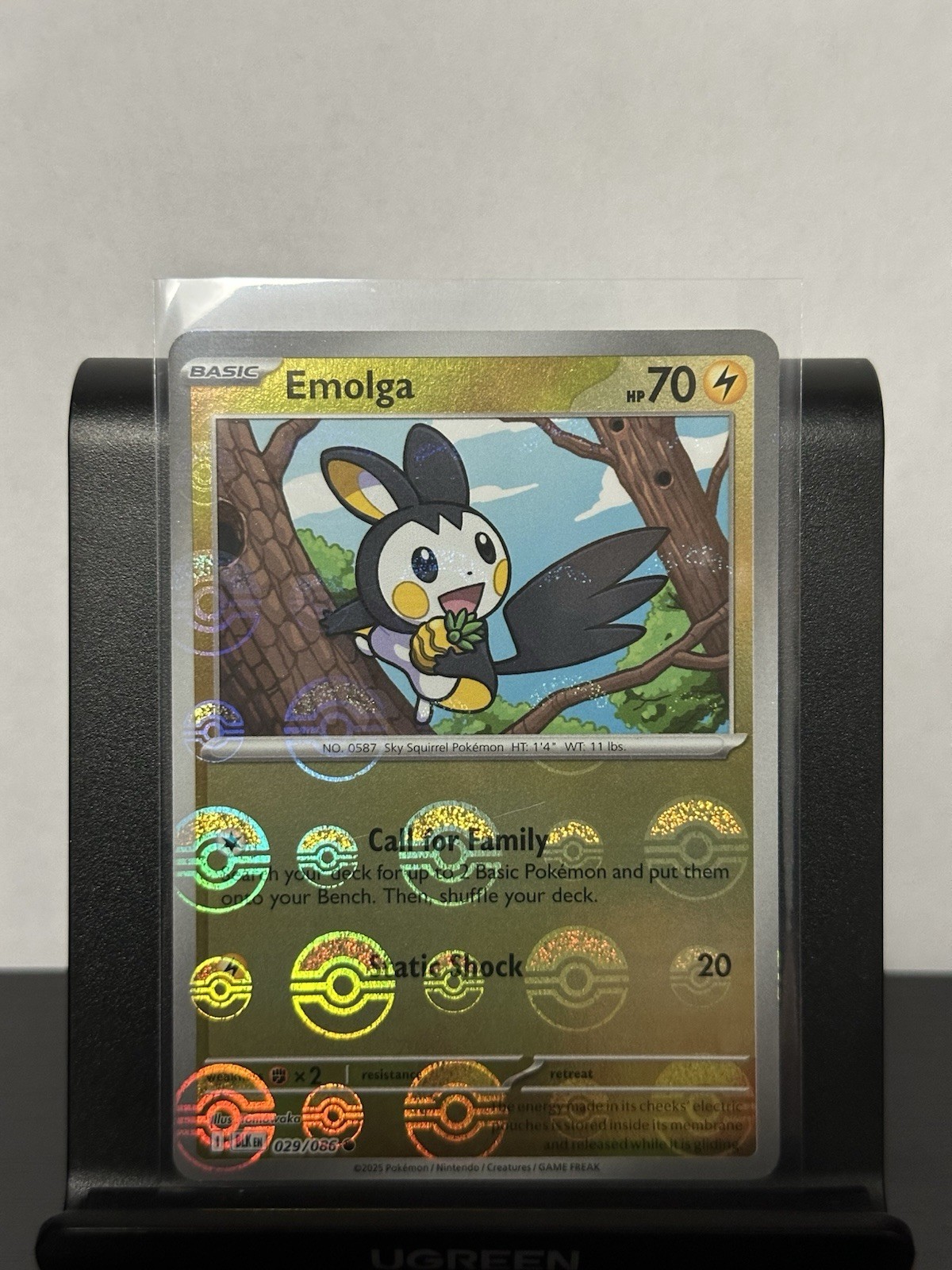 Pokémon Black Bolt Emolga 029/086 (Pokeball Pattern) Holo NM