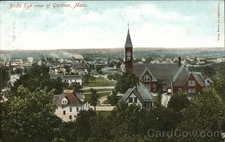 Gardner, Massachusetts MA Birds Eye View of Town Antique Vintage Postcard