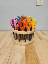 Kraft Edgers Decorative Scissors Lot Of 16 W/ Wooden Holder Crafts Scrapbooking