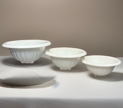 3 Vtg Hazel Atlas Red Nesting Mixing Bowls Milk Glass MCM Bartlett Collins